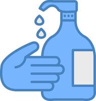 Hand Wash Line Filled Blue Icon vector