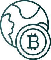 Bitcoin World Line Gradient Icon vector