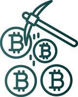 bitcoin minería línea degradado icono vector