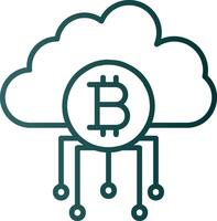 nube bitcoin línea degradado icono vector