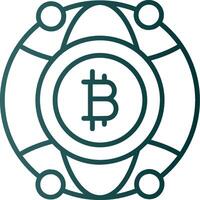 global bitcoin línea degradado icono vector