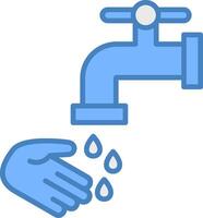 Washing Hands Line Filled Blue Icon vector