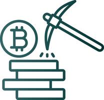 Bitcoin Mining Line Gradient Icon vector