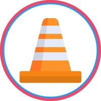 Traffic Cone Flat Circle Icon vector