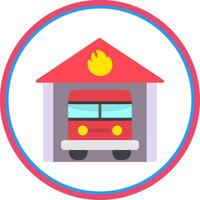Fire Station Flat Circle Icon vector