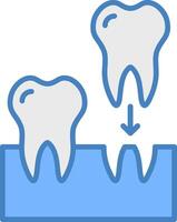 implantes línea lleno azul icono vector