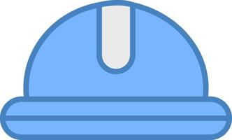 casco línea lleno azul icono vector