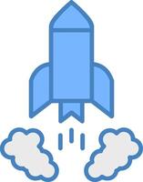 Rocket Launch Line Filled Blue Icon vector