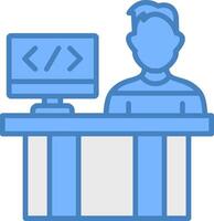Programmer Line Filled Blue Icon vector