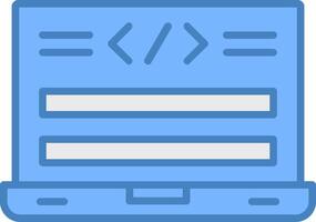Html Code Line Filled Blue Icon vector