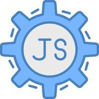 javascript línea lleno azul icono vector