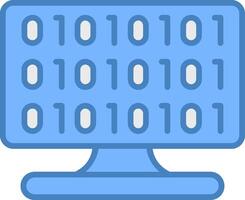 Binary Code Line Filled Blue Icon vector