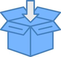 abierto caja línea lleno azul icono vector