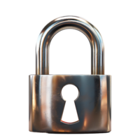 3d padlock on isolated transparent background png