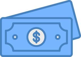 Dollar Line Filled Blue Icon vector