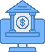 OnLine Filled Blue Banking Line Filled Blue Icon vector