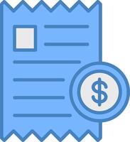 Bill Line Filled Blue Icon vector