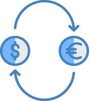 Exchange Money Line Filled Blue Icon vector