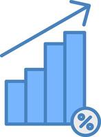 Interest Rate Line Filled Blue Icon vector