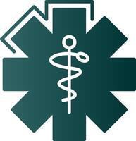 caduceo glifo degradado icono vector