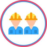Worker Flat Circle Icon vector