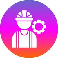 construccion trabajador glifo degradado circulo icono diseño vector