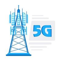 5G network technology. Communication tower wireless. Base station, mobile vector