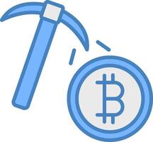 Bitcoin Mining Line Filled Blue Icon vector