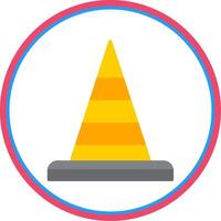 Traffic Cone Flat Circle Icon vector