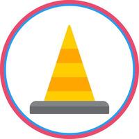 Traffic Cone Flat Circle Icon vector