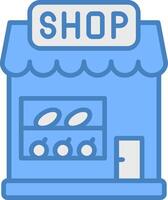 Ice Cream Shop Line Filled Blue Icon vector