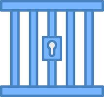 prisión línea lleno azul icono vector
