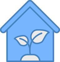 Greenhouse Line Filled Blue Icon vector