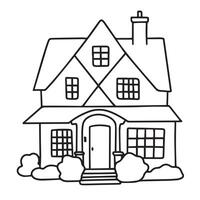 Doodle cute little house isolated. Hand drawn art. vector