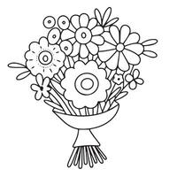 Doodle flowers bouquet isolated. Hand drawn art. vector