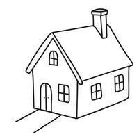 Doodle cute little house isolated. Hand drawn art. vector