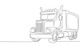 Lorry one line continuous. Line art Track. Hand drawn art. vector