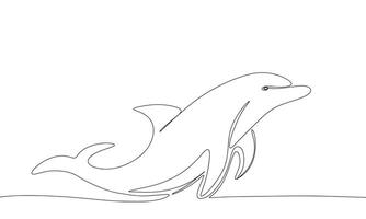 Dolphin one line continuous. Line art Dolphin . Hand drawn art. vector