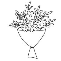 Doodle flowers bouquet isolated. Hand drawn art. vector