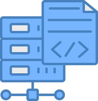 programación idioma línea lleno azul icono vector