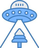 Ufo Line Filled Blue Icon vector