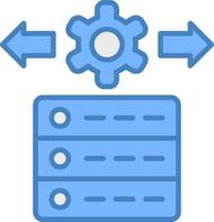 datos administración línea lleno azul icono vector