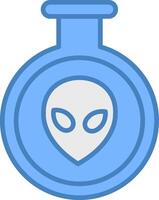 Aliens Line Filled Blue Icon vector