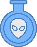 Aliens Line Filled Blue Icon vector