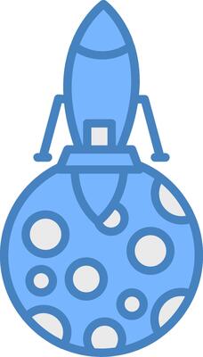 Moon Landing Line Filled Blue Icon