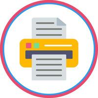 Printer Flat Circle Icon vector