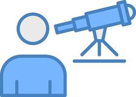 Astronomer Line Filled Blue Icon vector