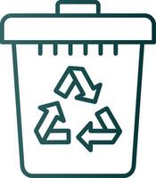 icono de gradiente de línea de papelera de reciclaje vector