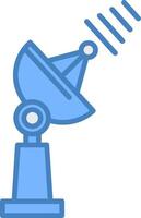 Satellite Dish Line Filled Blue Icon vector