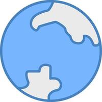 Earth Line Filled Blue Icon vector